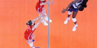 TOKYO, JAPAN - AUGUST 04: Paola Ogechi Egonu #18 of Team Italy competes against Bianka Busa #1 and Mina Popovic #5 of Team Serbia during the Women's Quarterfinals volleyball on day twelve of the Tokyo 2020 Olympic Games at Ariake Arena on August 04, 2021 in Tokyo, Japan. (Photo by Toru Hanai/Getty Images)