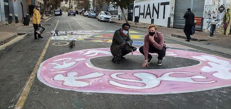 Artists, activists and athletes have fun in downtown Joburg to increase awareness of women’s issues