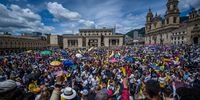 An anti-government demonstrators shout slogans during a protest against the tax reform proposed by President Gustavo Petro on September 26, 2022 in Bogota, Colombia. (Photo by Diego Cuevas/Getty Images)