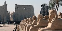 epa09604636 A view of the Avenue of Sphinxes at the ancient Temple of Luxor, in Luxor, Egypt, 26 November 2021. The 3,000-year-old ancient promenade Avenue of Sphinxes (El Kebbash Road) was opened to the public after years of restauration with a grand ceremony on 25 November.  EPA-EFE/KHALED ELFIQI
