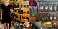 Tenille Dinkelmann’s Fancy Schmancy produces liquid pearls; manager Carla Claassen shows them off, left. The Lollipop League, top right, offers “everything you ever dreamed of in a lollipop”. Bottom right: more about pearls and what goes into them. (Photos and composite image: Tony Jackman)<br>