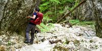 Hiking in the Zǎrneştilor Gorge. (Photograph: Angus Begg)