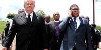 Pastor Ray McCauley and Minister of Sport and Recreation, Fikile Mbalula at the funeral service of Jacob “Baby Jake” on December 13, 2013 in Johannesburg, South Africa. The former flyweight world champion died on Saturday, December 7, 2013 following complications related to pneumonia. His funeral took place at the Rhema Bible Church yesterday. (Photo: Gallo Images / City Press / Sifiso Nkosi)