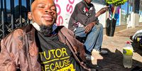 Front, Lesedi from Botswana, and Pitso from Zimbabwe, on their Linden pavement, Johannesburg. (Photo: Angus Begg)