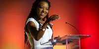 Mbali Ntuli speaks during The Gathering Twenty Twenty Four Election Edition at CTICC (Cape Town International Convention Centre). 14 March 2024. (Photo: Shelley Christians)