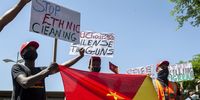 Members of the Ethiopian Tigrayan community in South Africa protest against the Ethiopian government outside the Department of International Relations and Co-operation in Pretoria, 25 November 2020.  (Photo: EPA-EFE / Yeshiel Panchia)