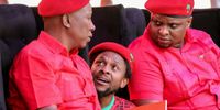 SOSHANGUVE, SOUTH AFRICA - 02 FEBRUARY: The Economic Freedom Fighters (EFF) leaders Julius Malema, Mbuyiseni Ndlozi and Floyd Shivambu during the party’s manifesto launch at the Giant Stadium on February 02, 2019 in Soshanguve, South Africa. While addressing the crowd, Malema said that the party was aware of social ills and promised that the EFF would address them, should they win the upcoming elections. (Photo by Gallo Images / Sunday Times / Simphiwe Nkwali) .