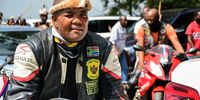 NONGOMA, SOUTH AFRICA - MARCH 18: Zulu biker at the funeral service of King Goodwill Zwelithini KaBhekuzulu on March 18, 2021 in Nongoma, South Africa. It is reported that the late King was accorded a Special Official Funeral Category 1 funeral with military honours. (Photo by Gallo Images/Darren Stewart)