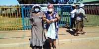 Elinah Sibanyoni(left) and Josephine Mtsweni voted at the Ramatlhale Primary School in Mamelodi East during the local government elections on 1 November 2021. (Photo: Peter Mothiba)