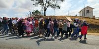 Community members from villages in the Xhorha Mouth Administrative Area in the Eastern Cape marched to the Elliotdale Police Station on 5 September demanding action from SAPS to curb the recent surge of violent crime in their communities. (Photo: Zoë Postman)