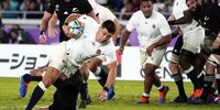 England's Ben Youngs (front) on his way to score a disallowed try during the Rugby World Cup 2019 semi final match between New Zealand and England at the International Stadium Yokohama in Yokohama City, Japan, 26 October 2019.  EPA-EFE/FRANCK ROBICHON 