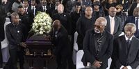 The coffin of the late apartheid era photojournalist Peter Magubane is seen during his memorial service in Johannesburg, South Africa, 10 January 2024.  Magubane, who passed away in Johannesburg on January 01, was afforded a Special Provincial Official Funeral Category Two where President Cyril Ramaphosa delivered the eulogy. The renowned photojournalist and freedom fighter garnered international praise for his pictures which captured the atrocities inflicted by the South African apartheid government.  EPA-EFE/KIM LUDBROOK