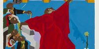 Jacob Lawrence, “Genesis Creation Sermon V And God Created All the Fowls of the Air and Fishes of the Seas” (1989), Gouache on paper, 75.5 x 55.8cm. Image: Supplied/Zeitz MOCAA