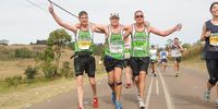 Johan Swart and Neels Smit and Louis Massyn. </p>
<p>Massyn's 41st Comrades (2016)<br>
