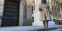 New ANC chief whip Pemmy Majodina poses on the stairs of the National Assembly before the swearing-in of MPs in Cape Town on 22 May 2019. Photo: Rebecca Davis.