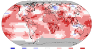 Record warm July temperatures were present across parts of North America, southern Asia, southern Africa, the northern Indian Ocean, and the Atlantic Ocean, as well as across the western and northern parts of the Pacific Ocean. (Image from NOAA)
