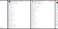Screengrabs from greeting posts made by Trisha Karina (far left) AppleBerry (center left) Fangate (center right) and Chris da Silva (far right) pages, using the same automated greeting message for new users. (Source: Facebook)