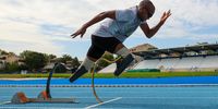 Paul Daniels, T22 400m athlete of Team South Africa trains at the Stade D’Athletisme Philippides at Creps in Montpellier, France ahead of the upcoming Paris 2024 Paralympic Games. Friday 16 August 2024. (Photo: Roger Sedres / TeamSA)