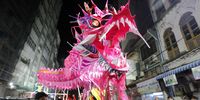 Dragon dancers perform during a celebration for the upcoming Chinese Lunar New Year, or Spring Festiva, in Yangon, Myanmar, 22 January 2020. The Chinese New Year, the Year of the Rat, begins on 25 January 2020 and ends on 11 February 2021.  EPA-EFE/NYEIN CHAN NAING