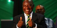 EAST LONDON, SOUTH AFRICA  JANUARY 08: African National Congress (ANC) President Cyril Ramaphosa gestures during the partys 106th birthday celebrations at the City Hall on January 08, 2018 in East London, South Africa. The partys new elected president said the ANC is back with a bang and we will be dealing with those stealing public money. He also preached unity. (Photo by Gallo Images / Sowetan / Masi Losi)