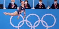 TOKYO, JAPAN - JULY 29: Jessica Gadirova of Team Great Britain competes in the floor exercise during the Women's All-Around Final on day six of the Tokyo 2020 Olympic Games at Ariake Gymnastics Centre on July 29, 2021 in Tokyo, Japan. (Photo by Laurence Griffiths/Getty Images)