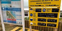 Durban beach closure boards. (Photo: Tony Carnie)