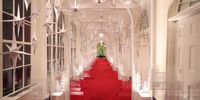 The East Colonnade is decorated for Christmas at the White House December 2, 2019 in Washington, DC. The White House expects to host 100 open houses and more than 30,000 guests who will tour the topiary trees, architectural models of major U.S. cities, the Gold Star family tree and national monuments in gingerbread. (Photo by Mark Wilson/Getty Images)