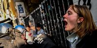 A participant shouts against police officers during left-wing protest in solidarity with Lina E. in Berlin, Germany, 31 May 2023. A court in Dresden has sentenced a 28-year-old woman known as Lina E. to five years and three months in prison for taking part in a series of attacks on neo-Nazis and other right-wing extremists over two years. EPA-EFE/FILIP SINGER