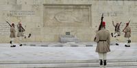 Changing of the guard, Grave of an unknown soldier, Athens. Photographer: Annalene Sadie