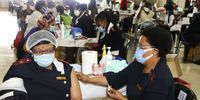 Front line workers getting jabs during the launch on 2 March 2021 of the Sisonke Vaccine Programme at Charlotte Maxeke Academic Hospital in Johannesburg. (Photo: Gallo Images / Luba Lesolle)