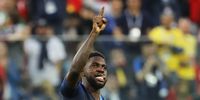  Samuel Umtiti of France celebrates after scoring the 1-0 lead during the FIFA World Cup 2018 semi final soccer match between France and Belgium in St.Petersburg, Russia, 10 July 2018. EPA-EFE/ETIENNE LAURENT   