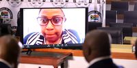 Former SAA chairperson Dudu Myeni testified at the State Capture Commission over Zoom on 4 November 2020 while she was in self-isolation after being exposed to Covid-19. (Photo: Greg Nicolson)