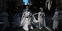 Columbus Day Parade Marches Up New York City's Fifth Avenue