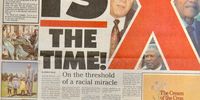 SOUTH AFRICA - APRIL 24: A newspaper front page with the headline Now is the time on April 24, 1994 in South Africa. (Photo by Gallo Images / City Press Archives)