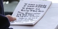 U.S. President Donald Trump holds his notes while speaking to the media before departing from the White House on November 20, 2019 in Washington, DC. President Trump spoke about the impeachment inquiry hearings currently taking place on Capitol Hill. (Photo by Mark Wilson/Getty Images)