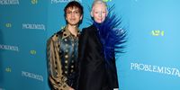 Julio Torres and Tilda Swinton attend the "Problemista" New York Screening at Village East Cinema on February 27, 2024 in New York City. (Photo by Dimitrios Kambouris/Getty Images)