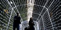Visitors Mariska Shunmugam (R) and Yuveshan Moopanar talk a walk through the tunnel of lights at the Johannesburg Zoo.  (Photo: Shiraaz Mohamed)