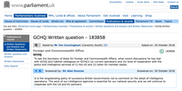 A rebuffed 2018 parliamentary question from then Labour MP Jim Cunningham requesting basic information about GCHQ, the UK’s listening post. 
