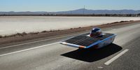 The Antakari team car 'Intikallpa V from Chile drives past a salt lake as it competes in the Challenger class on Day 6 of the 2019 Bridgestone World Solar Challenge at Port Augusta on October 18, 2019 in Port Augusta, Australia. Teams from across the globe are competing in the 2019 World Solar Challenge - a 3000 km solar-powered vehicle race between Darwin and Adelaide. The race starts on the 13th of October in Darwin in the Northern Territory and travels the Stuart Highway to Port Augusta and then via Highway 1 to finish in the City of Adelaide in South Australia. (Photo by Mark Evans/Getty Images for SATC)