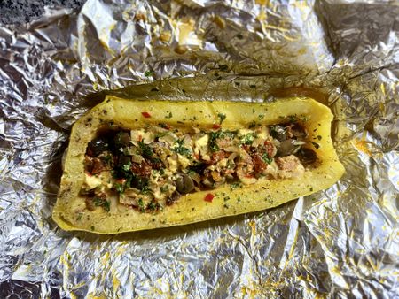 Stuffed late-summer marrows braaied in foil