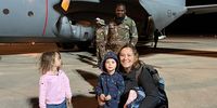 Ilse Young and her two children after disembarking the Special Forces-provided flight from Aswan to Nairobi. Adam Young, not pictured, stayed in Egypt to bring their two dogs across the border. (Photo: Supplied)