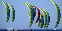 MARSEILLE, FRANCE - JULY 09: General views of a Men's Kite race during day one of the Paris 2024 Sailing Test Event at Marseille Marina at Marseille Marina on July 08, 2023 in Marseille, France. (Photo by Clive Mason/Getty Images)