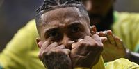 Raphinha of Brazil celebrates scoring during a FIFA World Cup 26 Qualifiers match against Peru at Mane Garrincha stadium in Brasilia, Brazil, 15 October 2024.  EPA-EFE/Andre Borges