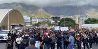 Crowds gathered in Cape Town to march to the WCED offices for the alleged rape of a 7-year-old pupil in the Eastern Cape. (Photo: Siyabonga Goni)