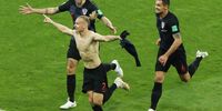 Domagoj Vida (C) of Croatia celebrates after scoring the 2-1 lead during the FIFA World Cup 2018 quarter final soccer match between Russia and Croatia in Sochi, Russia, 07 July 2018. EPA-EFE/KHALED ELFIQI