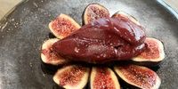 Moro figs from Caneva, thyme syrup, blueberry sorbet and black pepper. Bliss. (Photo: Margot Patterson)