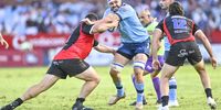 Bulls looseforward Cyle Brink fends off defenders against the Lions during a United Rugby Championship match at Loftus Versfeld on 4 March 2023. (Photo:  by Christiaan Kotze/Gallo Images)