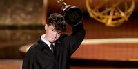 LOS ANGELES, CALIFORNIA - SEPTEMBER 14: Owen Cooper accepts the Outstanding Supporting Actor in a Limited or Anthology Series or Movie award for "Adolescence" onstage during the 77th Primetime Emmy Awards at Peacock Theater on September 14, 2025 in Los Angeles, California.  (Photo by Kevin Winter/Getty Images)