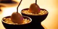 Chicken broth served inside an egg shell at Les Créatifs. (Photo: Supplied)<br>
