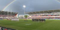 A Rainbow looking down approvingly on the Sharks vs Ulster game in Belfast. Image: Ian Weir 